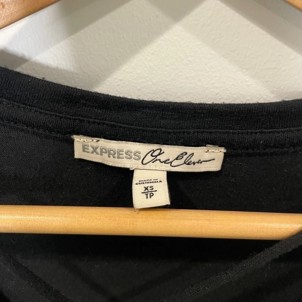 Express One Eleven Black Long Sleeve Choker Top